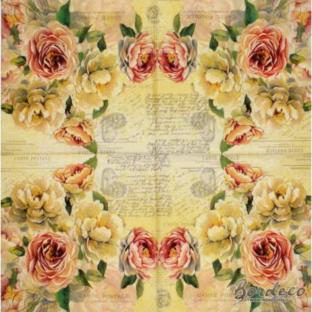 Serwetka do decoupage PAPER DESIGN pastelowe róże 33x33